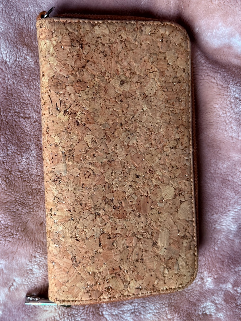 Jewell by Thirty-One Natural Tan Cork Zip Around Wallet Wristlet
